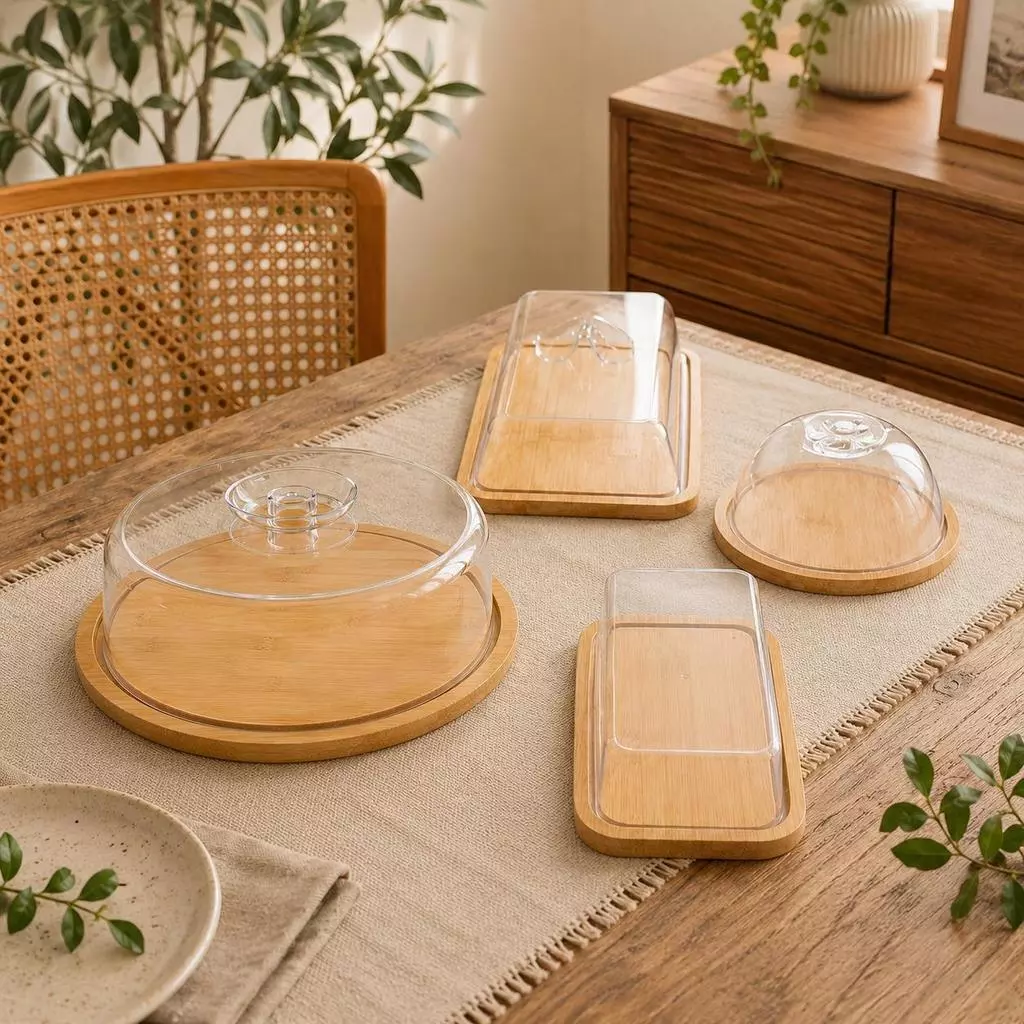 Kit Mesa Posta Bambu  4 peças